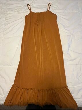 Zara Orange Spaghetti Strap Maxi Dress
